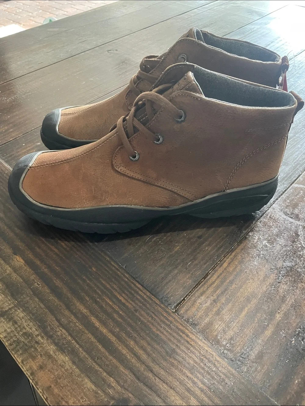 Clarks Men's Brown Leather Chukka Boots with Black Sole